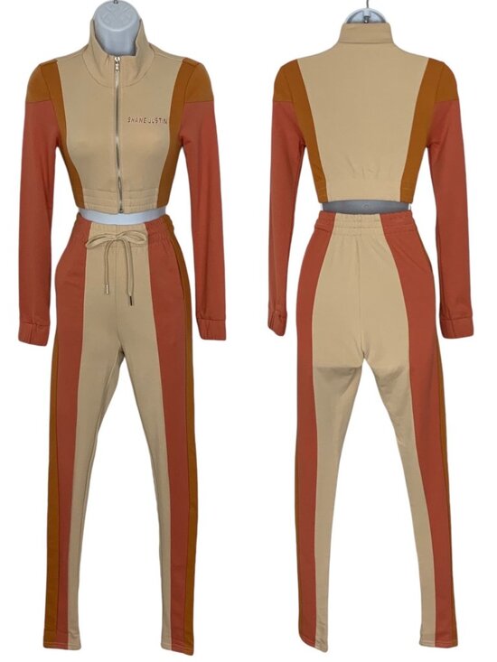 Shane Justin 2 Piece Set Track Suit XS Orange - Picture 2 of 11